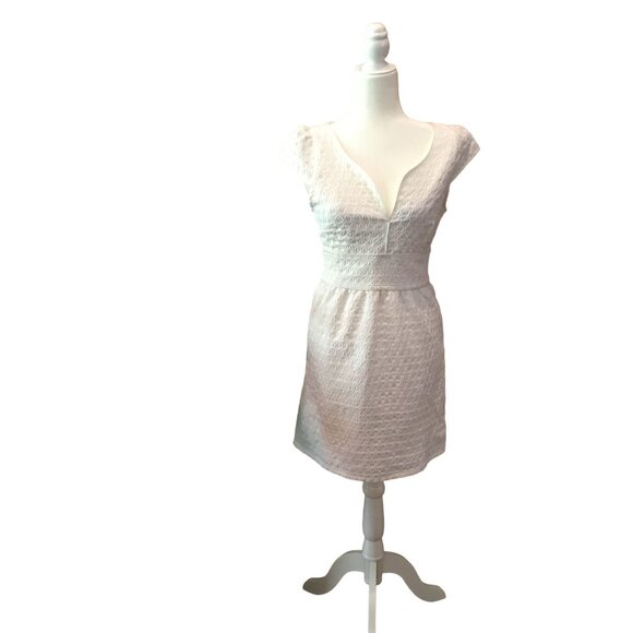 White Miami Textured Cap Sleeve Mini Dress V-Neck Size S - Picture 8 of 8